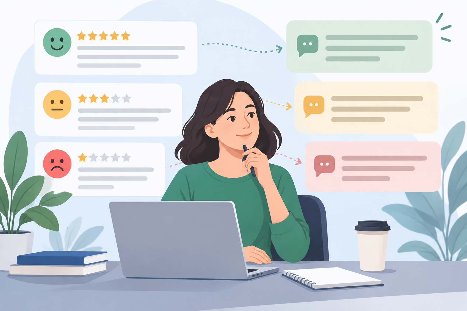 Illustration: Writing Effective Auto Reply Templates for Different Review Types